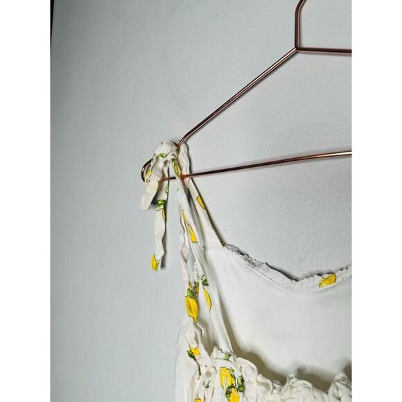SLATE & WILLOW Yellow White Lemon Print Sweetheart Neckline Midi Dress Size XS - Picture 9 of 12